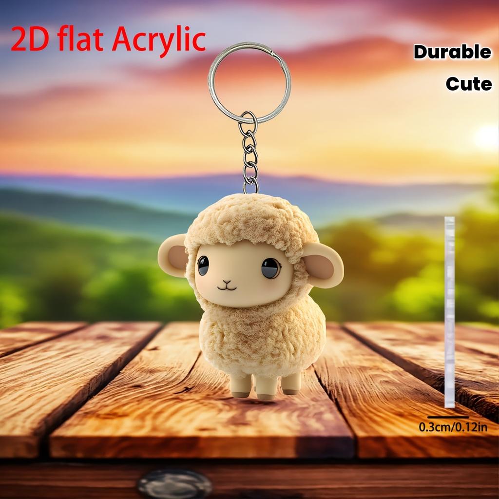 2D plochá akrylová roztomilá dekorace ovečky, přívěsek na zpětné zrcátko do auta, batoh, klíčenka, domácí dekorace, vhodná na tašky a klíčenky