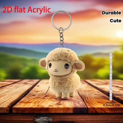 2D Flat Acrylic Cute Sheep Decoration, Car Rearview Mirror Pendant, Backpack, Keychain, Home Decoration, Suitable for Bags and Keychains