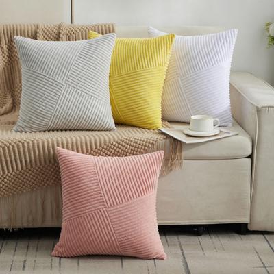 Boho Textured Pillow Cover Corduroy Striped Patchwork Throw Pillow Cover 18x18 Inch Rustic Cushion Cover for Farmhouse Home Sofa Couch Bed Living Room