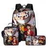 One Piece Anime Backpack 3Pcs Set Cartoon School Backpack Crossbody Bag Pencil Case Student Schoolbag Travel Backpack Gift