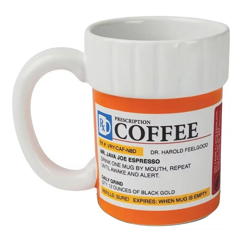 Ceramic Coffee Cup, Medicine Bottle Modeling Mug,Prescription Coffee Mug,Ceramic Pill Bottle Cup,Unique Novelty Shape 50ml