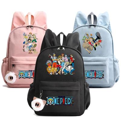 Anime Printed One Piece Backpack Knapsack Kids Boy Girl School Bag Teenager Student Cartoon Bookbag Outdoor Rucksack