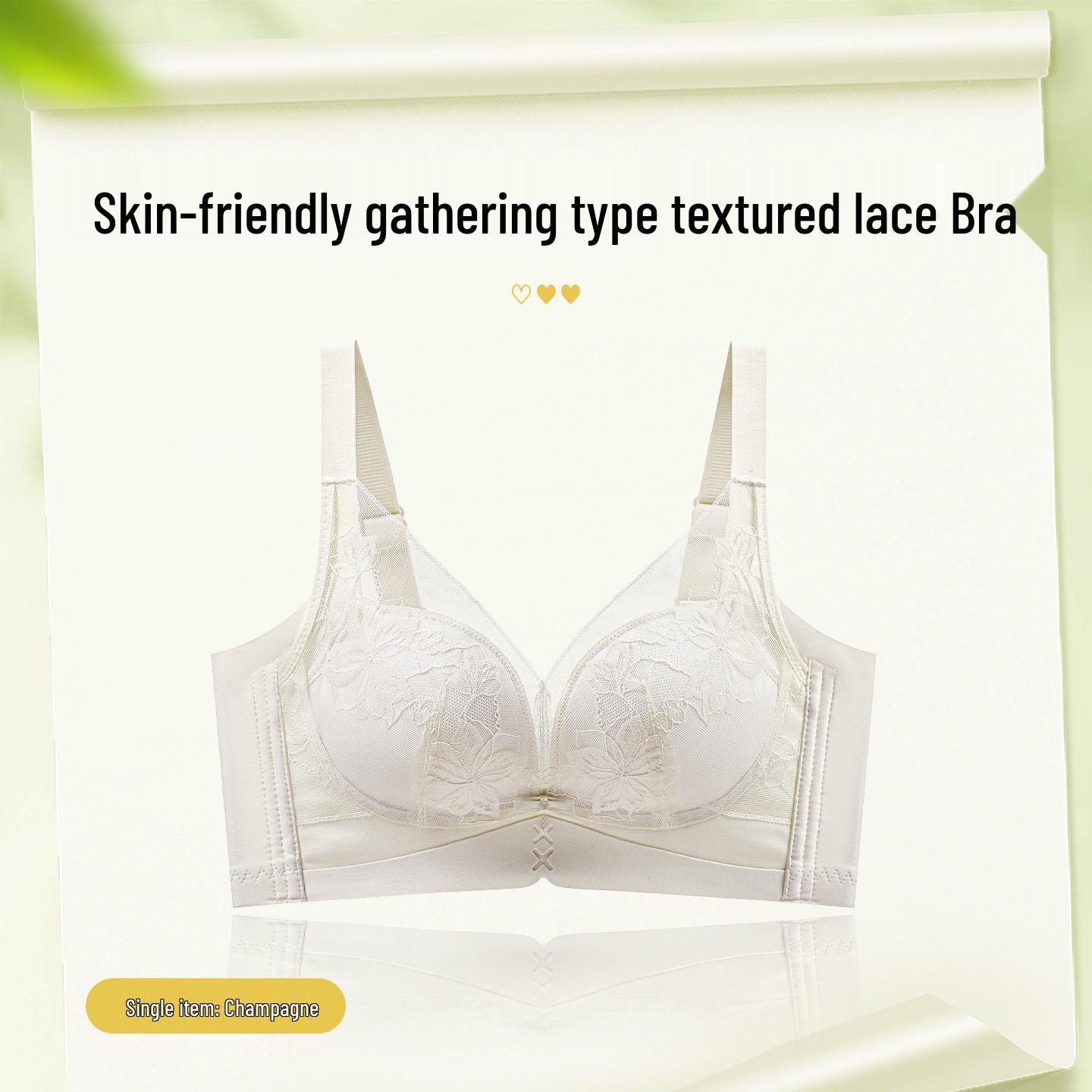 Seamless Lace Bra: Magnetic-Free, Side Control, Smooth Cup for Small Bust 40/90AB Medium шампанского