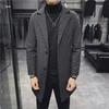 Men's Slim Fit Woolen Windbreaker - Korean Style, Mid-Length, Warm for Autumn and Winter