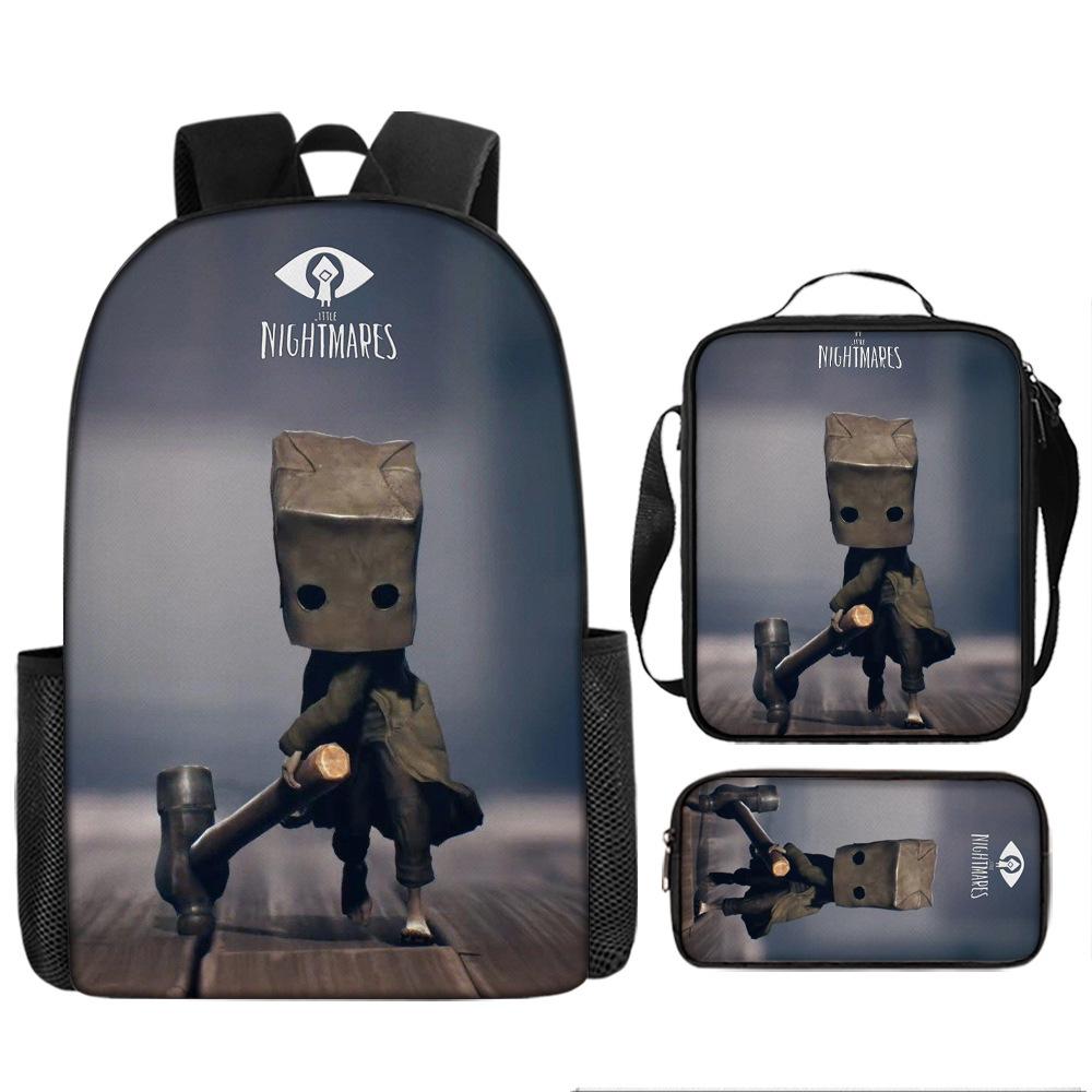 Luxury Popular Novelty Little Nightmares 3D Print 3pcs/Set pupil School Bags Laptop Daypack Backpack Lunch bag Pencil Case