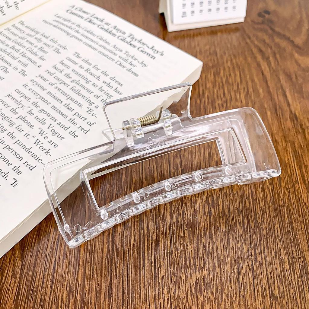 Korean Style Semi-Circular Transparent Hair Clip for Women's Updos - High-End Hollow Shark Clip