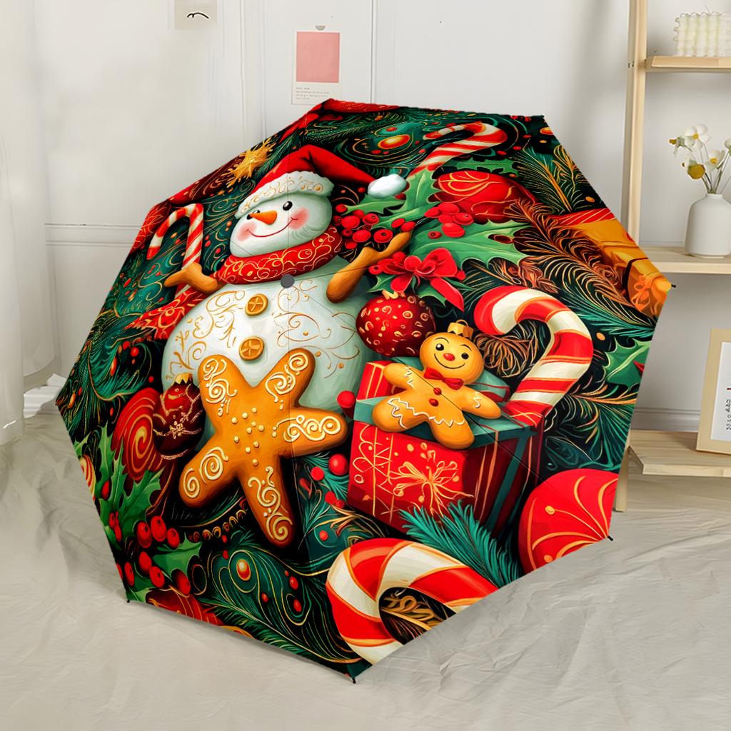Christmas Magic Scene Outdoor Automatic Umbrella Compact 8-Rib Lightweight Compact Design Travel Essential Elegant Umbrella Wedding Party Gift