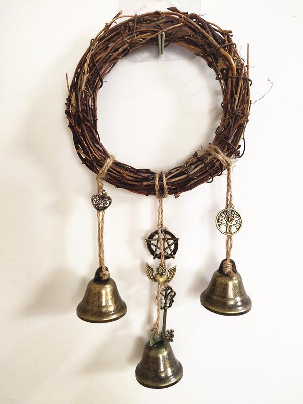 Wiccan Protection Wind Chime: Witch Bells & Bohemian Door Handle Decor