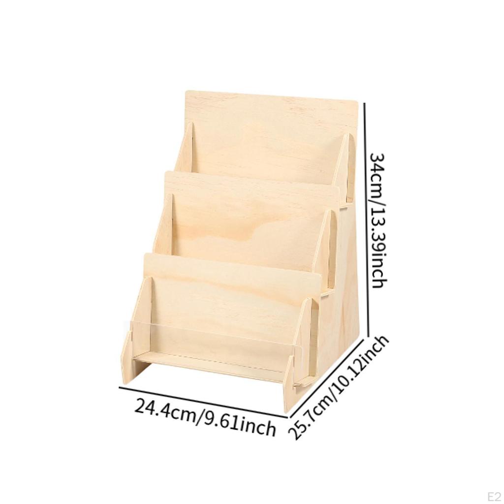 Greeting Card Display Stand Showcase Organizer 3 Tier Easy To Assemble Wooden Rack Postcard