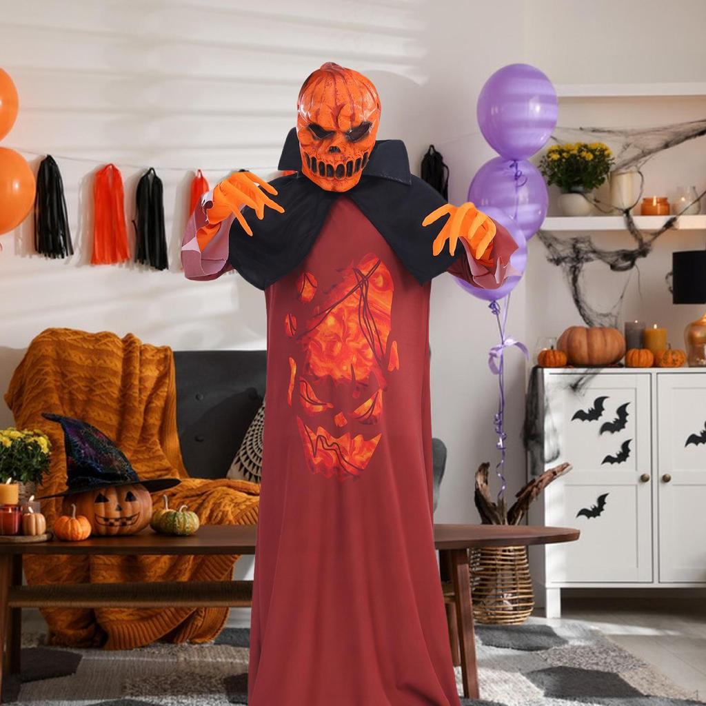 Kids Devil Pumpkin Halloween Costume Gloves for Stage Show Dress up