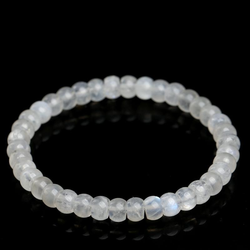 Hongchu Crystal Natural blue moonlight drum beads bracelet Blue Moonstone Straight-Cut Barrel Bead Bracelet