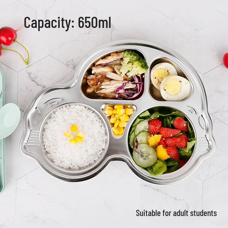 ZISIZ 304 Stainless Steel Divided Meal Plate