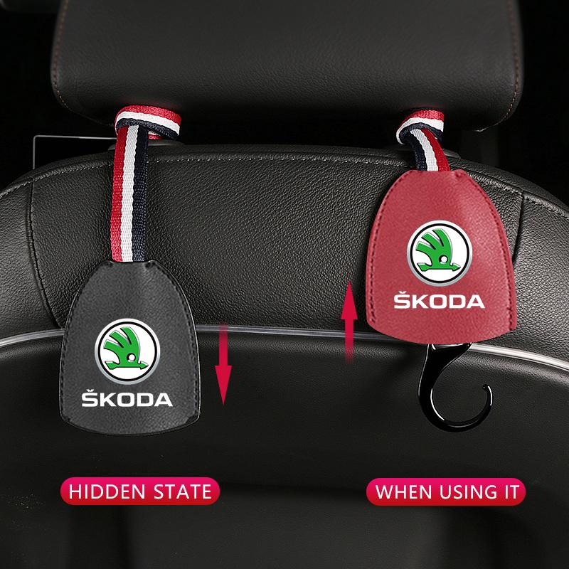 Sfrab5 1PCS Car Leather Seat Headrest Storage Hanger Hook For Skoda Octavia MK2 MK 2 3 A5 A7 A8 Fabia Karoq Superb Rapid Kamiq Scala