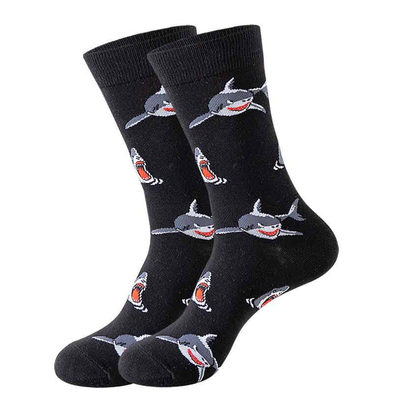 New Fashion Mens Socks Japanese Harajuku Happy Cartoon Socks Seahorse Crab Shrimp Coral Socks Trend Male Stockings Funny Socks