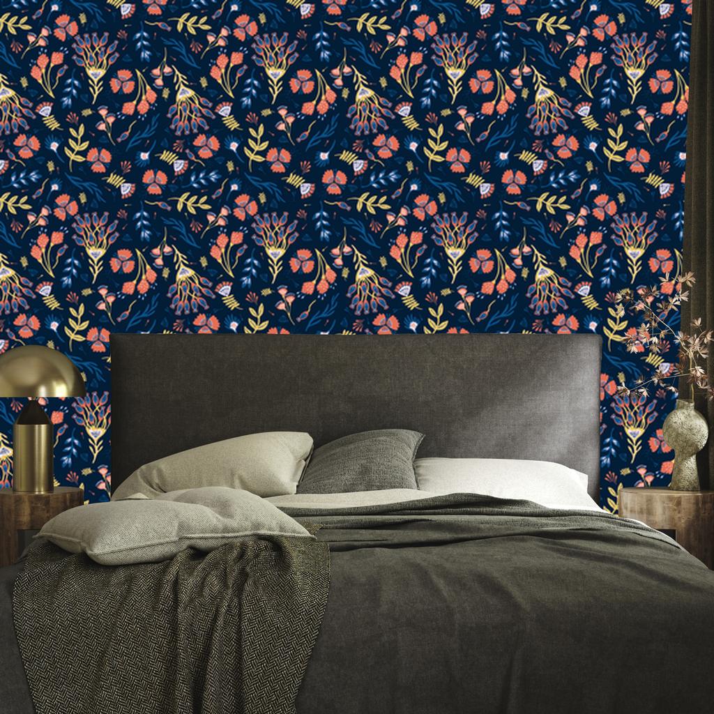 Meadow Flowers Wallpaper In Boho Style for Living Room and Bedroom 50x1000