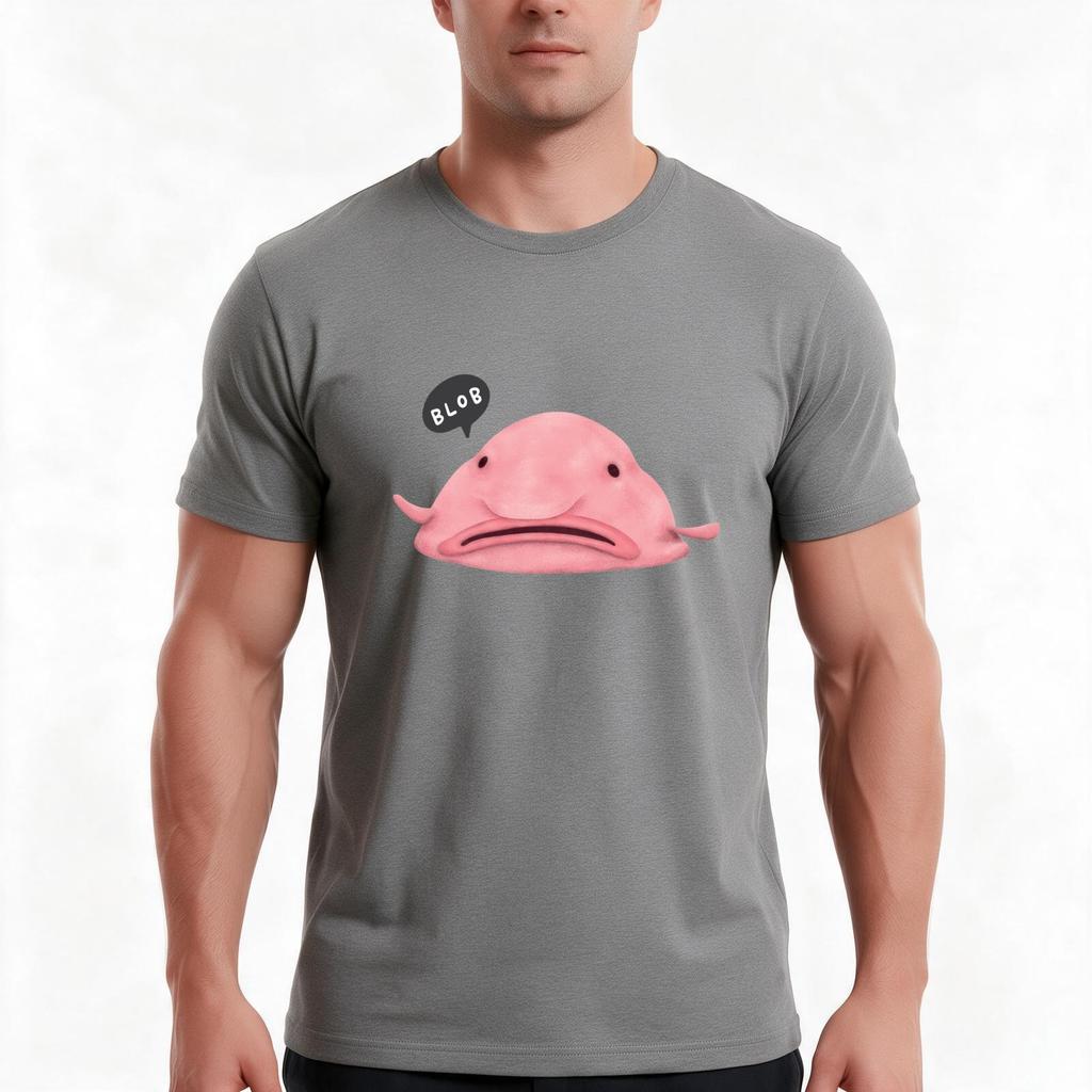 Adorable Funny Blob Fish Deep Sea Creature Tshirt Summer Casual Cotton Tee Oversized Streetwear Tops Vintage Graphic Print