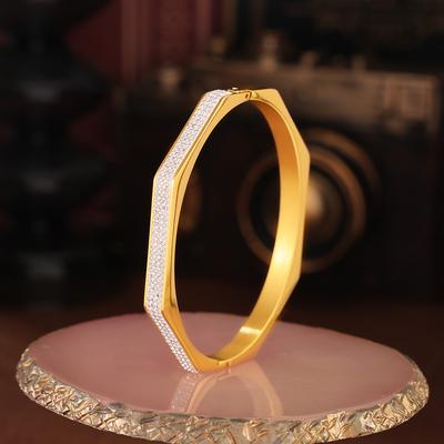 New Internet Celebrity Eight-sided Wealth Full Zircon Bracelet Titanium Steel Gold-plated High-end Gypsy Jewelry