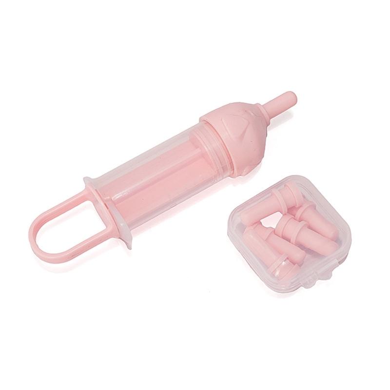 Hand Operated Pet Bottle Feeding Set For Newborns Kittens Puppies With Replacement Nipples Antichocking Design розовый