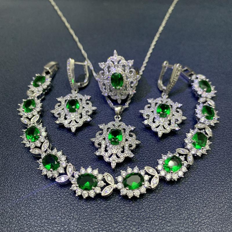 European and N Wind Source Blue Jewelry Inlay Gem Pendant Earrings Necklace and Rings Lady Suit