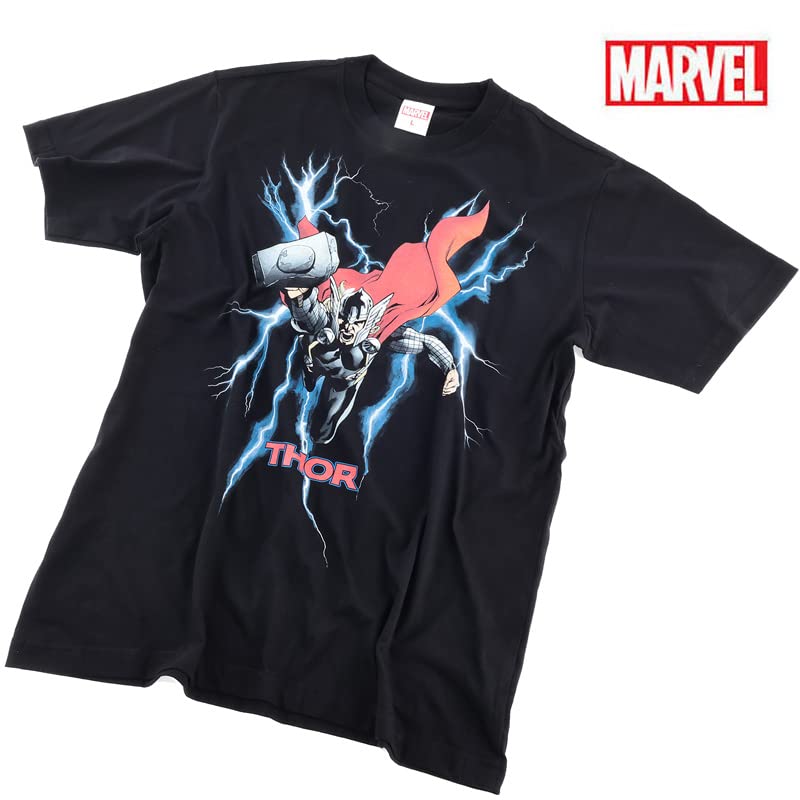 EVERSOUL Marvel T-Shirt, Short Sleeve, Thor, Avengers, Venom, Mighty Thor, American Comic Book Merchandise, Gift, Men's, Black, Size M [Parallel Impor