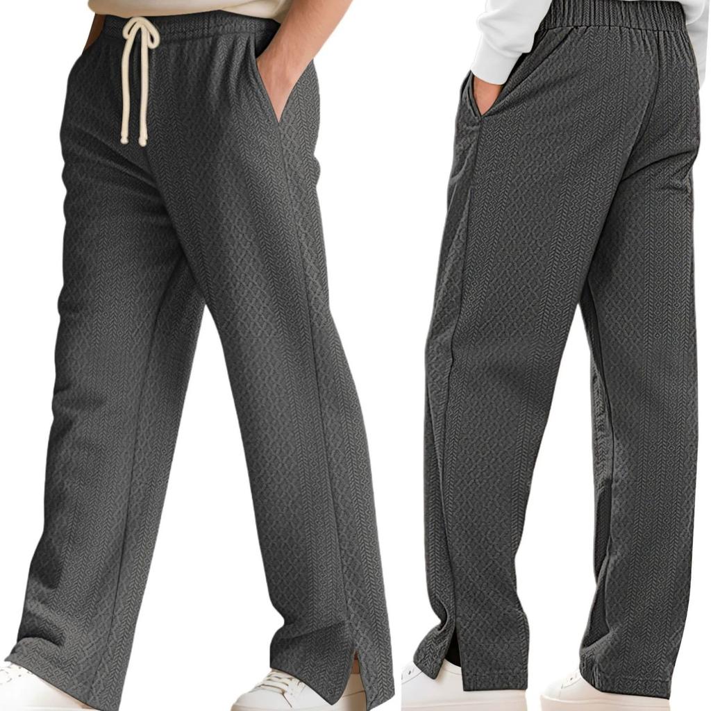 2026 New Style European Loose-Fitting New Style Casual Straight Knitted Ribbed Outdoor Date and Sport Pants European Size
