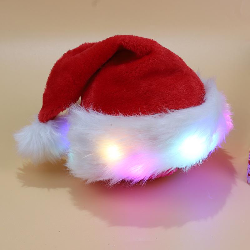 LED Luminous Plush Santa Hat for Kids - New Christmas Festival Decoration