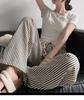 Women's Slimming High Waist Striped Pants: Black/White, Loose Straight-Leg, Petite 145, Wide-Leg, Summer 2025 Collection