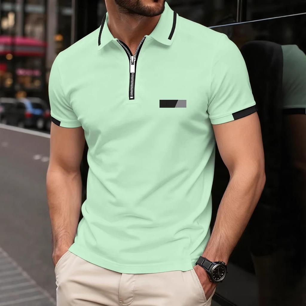 Neue Mode Herren Sommer Kurzarm Reißverschluss Poloshirt 100% Polyester
