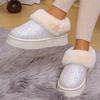 Fashion Fashion Bling Sequin Fur Snow Boots Women Comfy Slip On Thicken Plush Warm Winter Boots Woman Non Slip Faux Fur Ankle Booties