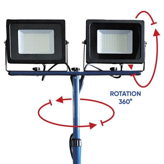 Projecteur De Chantier Led 2x50w 2 Têtes Sur Pied Professionnel Ip65 - KELI