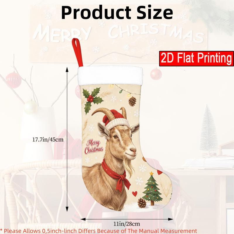 Christmas Decoration Fireplace Hanging Stocking Christmas, Goat And Cane Candy, Christmas Tree, Snowflakes (2) 2D Flat P