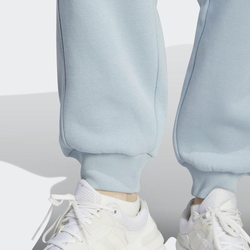 Adidas All Season Fleece Pants Solid Color Drawstring Cuffed Joggers Women Pants Light-Blue IM0328