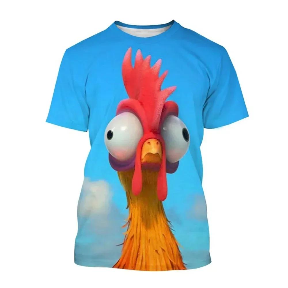 Fun Chicken Moana Pattern 3D Printed T-shirt Summer Men's Cartoon Anime Round Neck Top Casual Personalized Fashion Short Sleeve Street Wear