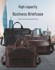 Genuine Leather Men's 17-inch Laptop Briefcase, Crossbody Cowhide Commuter Bag