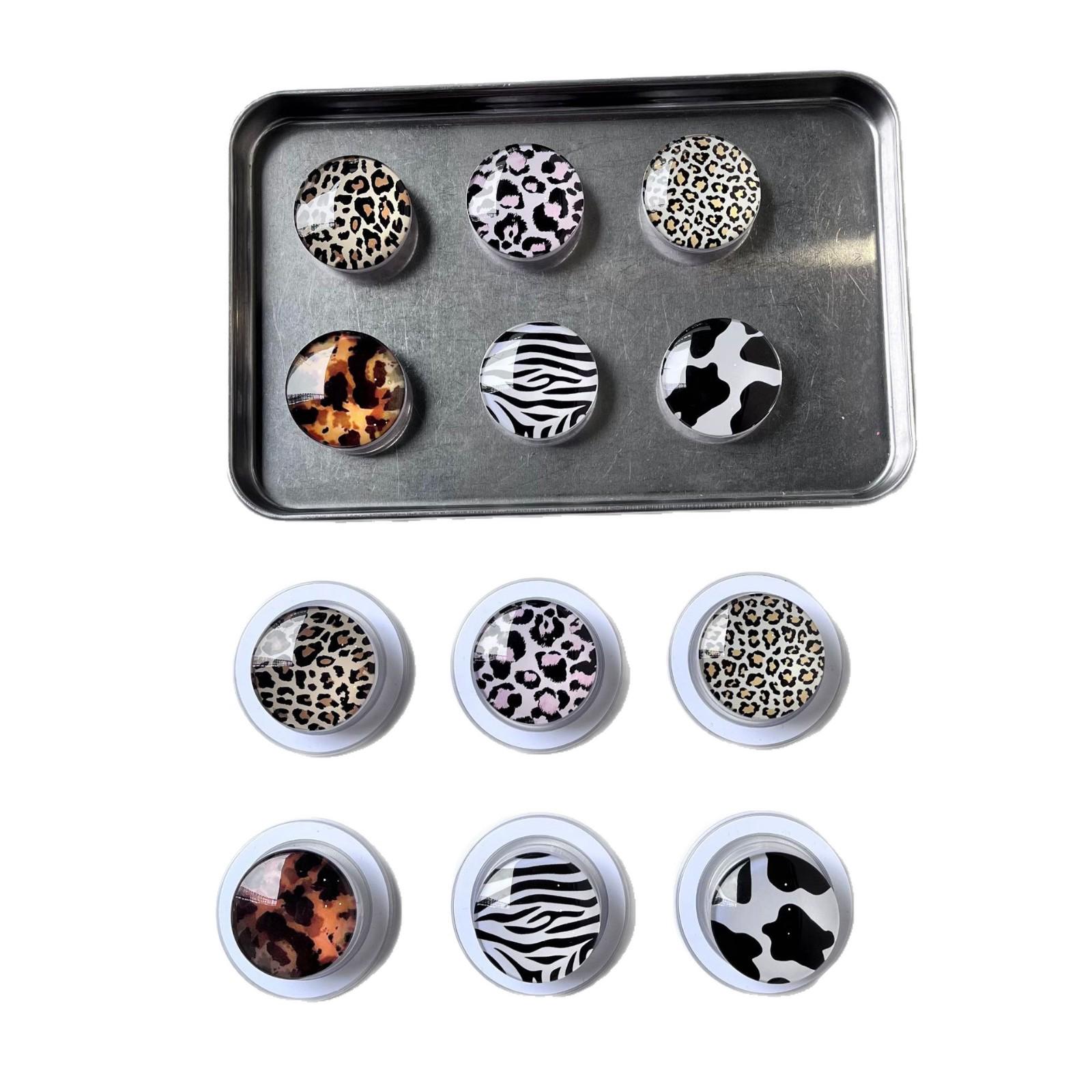 Crystal Glass Leopard Print Magnetic Phone Holder with Telescopic Folding Suction Cup Transparent - Cow