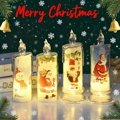 1-5 STÜCK LED Weihnachtsdekoration Flammenlose Elektronische Kerze Realistische Tropfende Tränen Weihnachtsmann Schneemann Ornament Tischdekoration