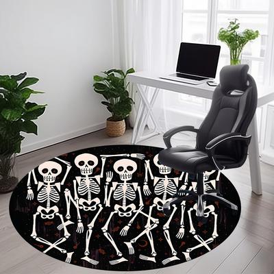 1 Stück Skeleparty Skelette Büro Runder Teppich, Matte Geeignet Für Büro, Unter Bürostühlen Schlafzimmer Wohnzimmer Heimdekoration, Raumdeko