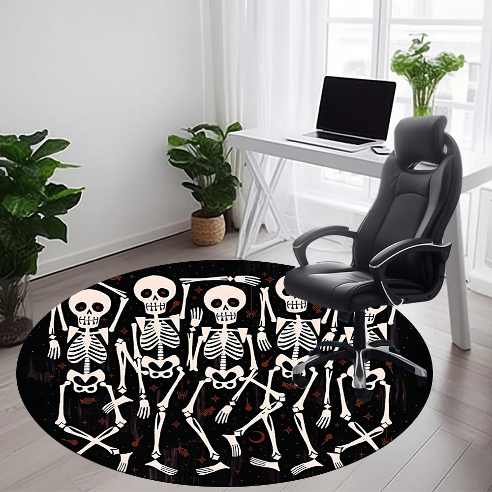 1PC Skeleparty Skeletons Office Round Area Rug, Mat Suitable For Office, Under Office Chairs Bedroom Living Room Home Decor, Room Deco