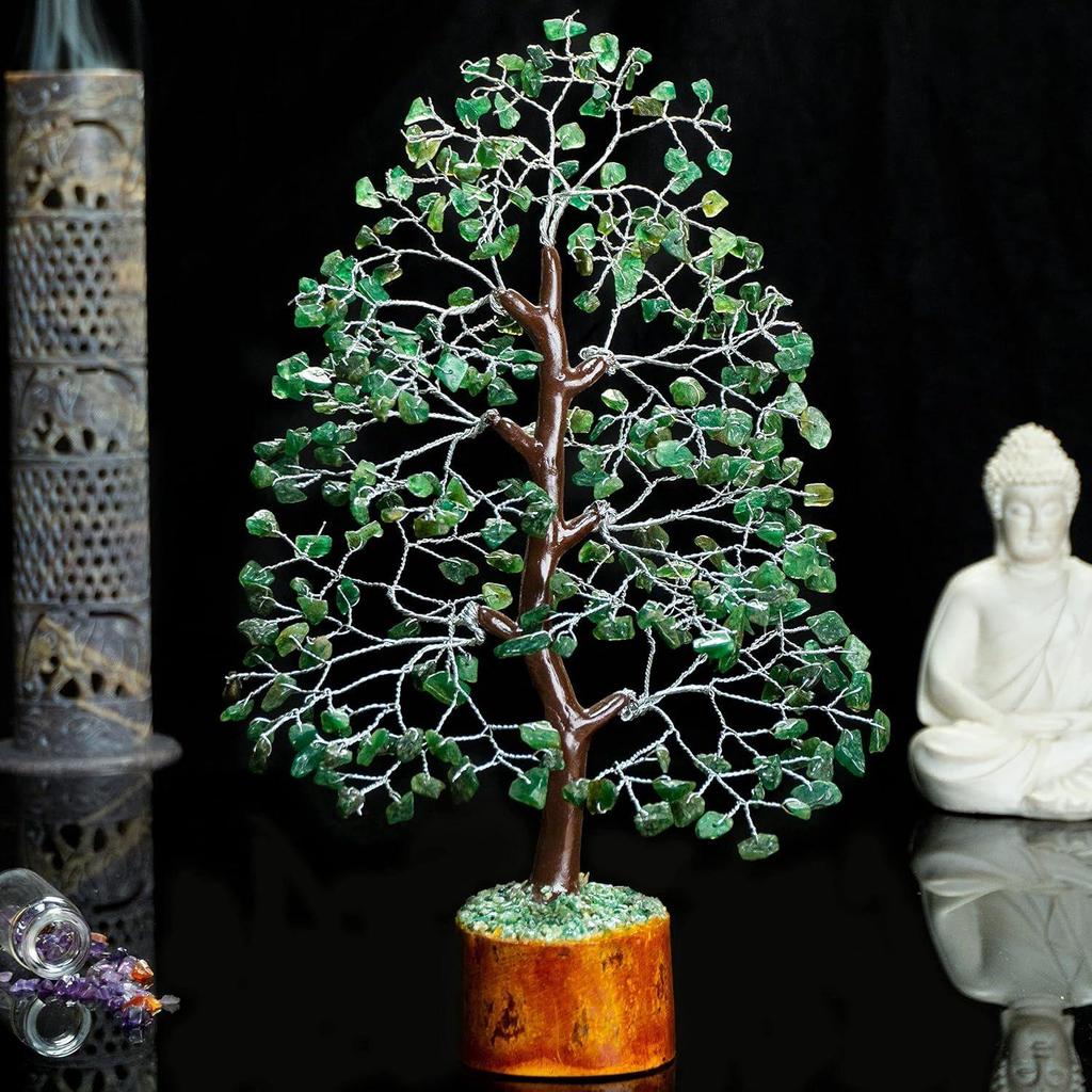 Green Aventurine Crystal Tree Good Luck Showpiece for Home Decor Items Crystals Gemstones Bonsai Money Tree for Good Luck, Decoration Gift Item,
