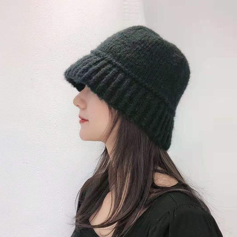 Spring and autumn outdoor warm ear protection wool hand knitted bucket hat