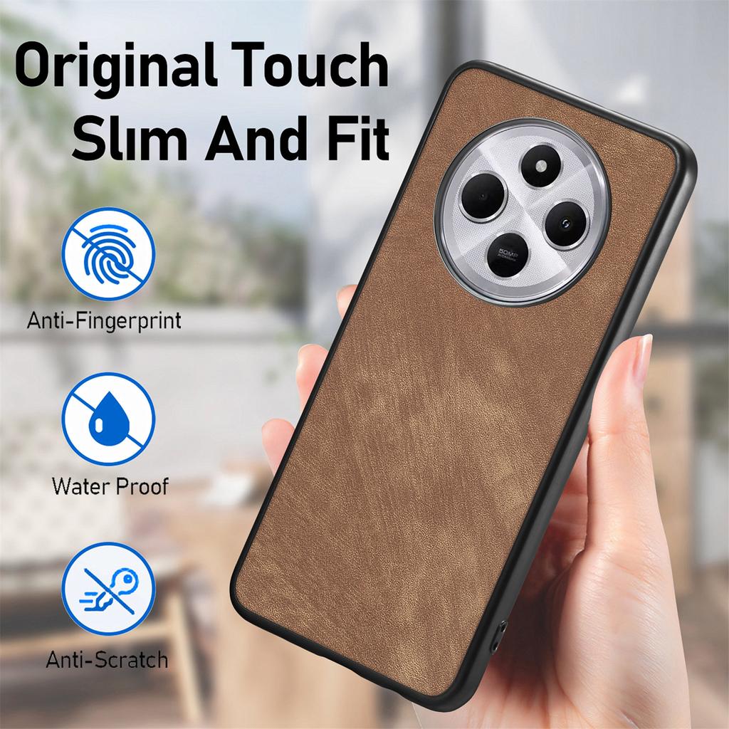 Retro Back Case For Xiaomi Redmi 14C 4G/14R 5G/Poco C75 4G Leather+TPU Shockproof Protective Phone Cover