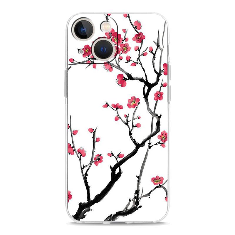 Phone Case For iPhone 15 14 13 12 Mini 11 Pro Max XS X XR 7 8 Plus Clear Shockproof Silicone TPU Cover Flower
