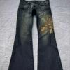 Vintage Vyšívané Patchwork Dámské Zvonové Džíny Y2k Harajuku Široké Nohavice Americký Styl Džínové Kalhoty Vaky Punk Streetwear