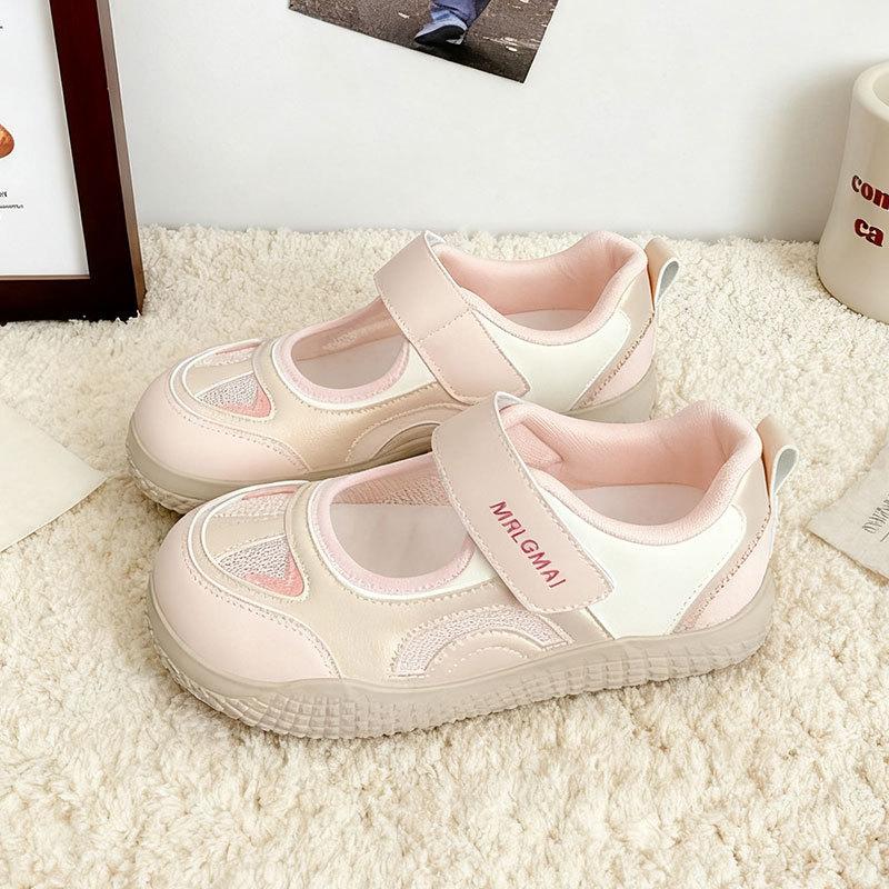 Pink hollow board shoes female ugly cute spring and autumn new chic niche Velcro versatile breathable
