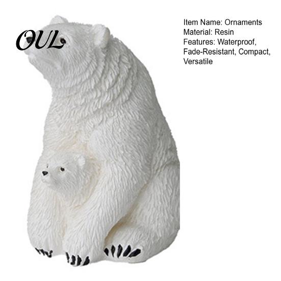 Winter Themed Micro Ornaments Polar Bear Resin Mini Figurines, Mother Baby Miniature for Figurines Succulents Pots Fish Tanks, Waterproof Home