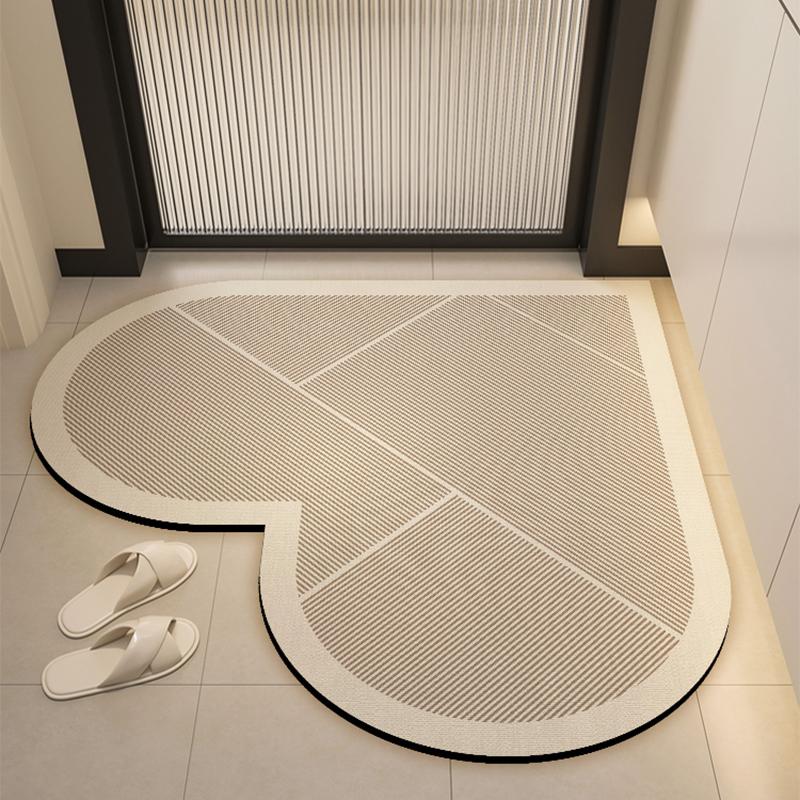 Alfombra de suelo absorbente para baño con forma de corazón de tierra de diatomeas, felpudo de baño, felpudo de entrada, alfombra de secado rápido antideslizante