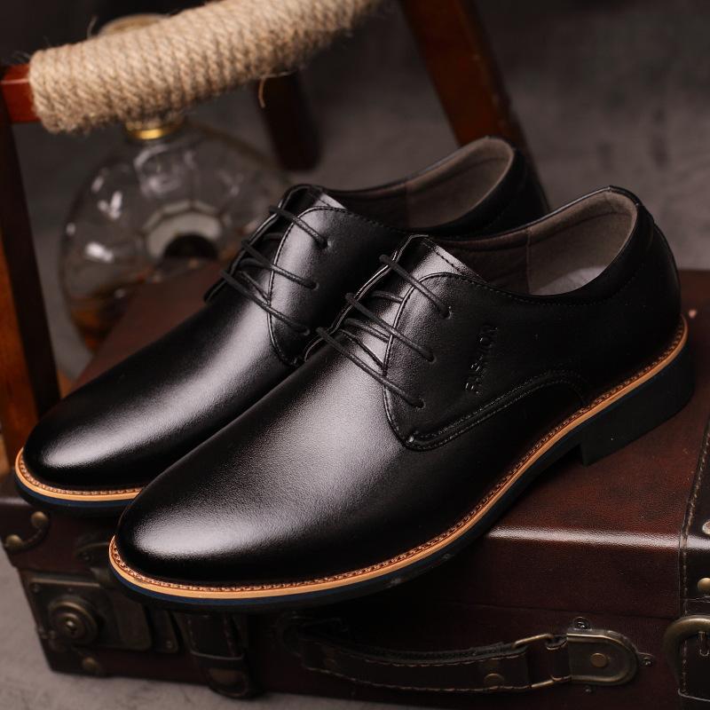 Spring men's casual shoes lace-up men's business leather shoes men's low-top breathable casual shoes dress men's leather shoes tide
