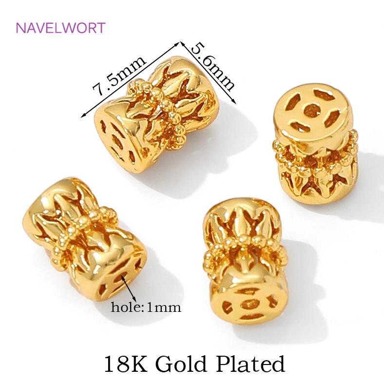 18K Gold Plated Hollow Beads Separators,Brass Spacer Beads For Bracelet Making,Separators For Beads,DIY Jewelry Accessories