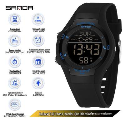 Orologio Sportivo Sanda per Feste Adolescenti - Orologio Elettronico Impermeabile Luminoso con Sveglia Snooze