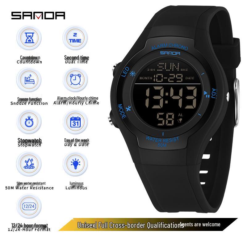 Sanda Waterproof Multifunctional Sports Watch for Teenagers and Students